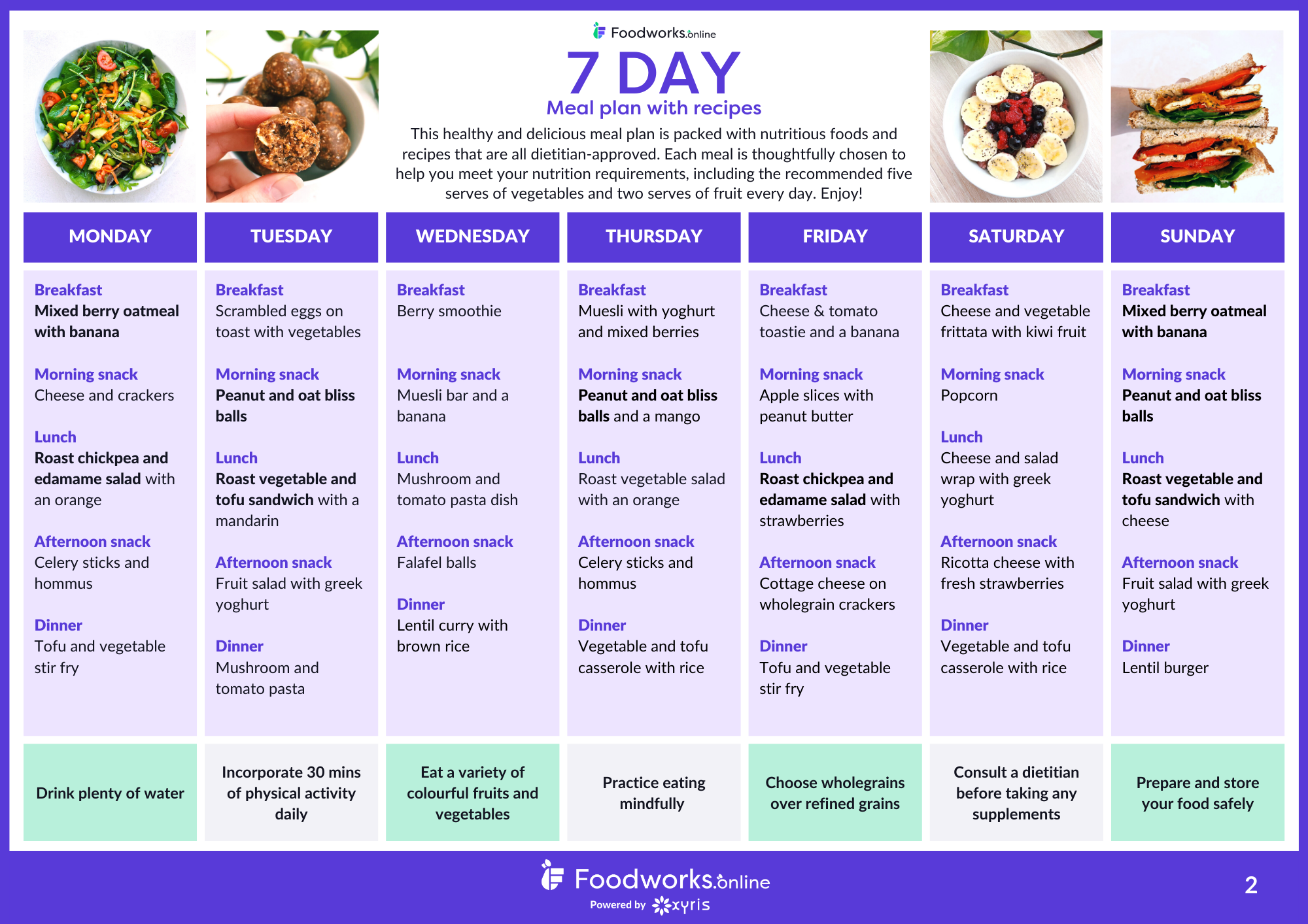 Download Our 7 Day Meal Plan With Recipes Dietitians Week 2023 Foodworks online Learning And